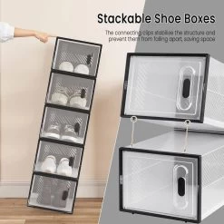 Schuhbox Stapelbar, Mit Magnetischer Tür, Kunststoffbox, 35x19x25 Cm 12 Schuhbox Stapelbar, Mit Magnetischer Tür, Kunststoffbox, 35x19x25 Cm -Möbel Store Schuhbox stapelbar mit magnetischer T r Kunststoffbox 35x19x25 cm W0ITT2048 transparent schwarz6 1280x1280