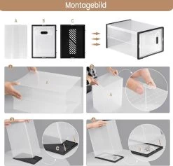 Schuhbox Stapelbar, Mit Magnetischer Tür, Kunststoffbox, 35x19x25 Cm 13 Schuhbox Stapelbar, Mit Magnetischer Tür, Kunststoffbox, 35x19x25 Cm -Möbel Store Schuhbox stapelbar mit magnetischer T r Kunststoffbox 35x19x25 cm W0ITT2048 transparent schwarz7 1280x1280