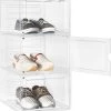 Schuhboxen Stapelbar 3er Set, Mit Magnetischer Tür, Transparent Aus Kunststoff