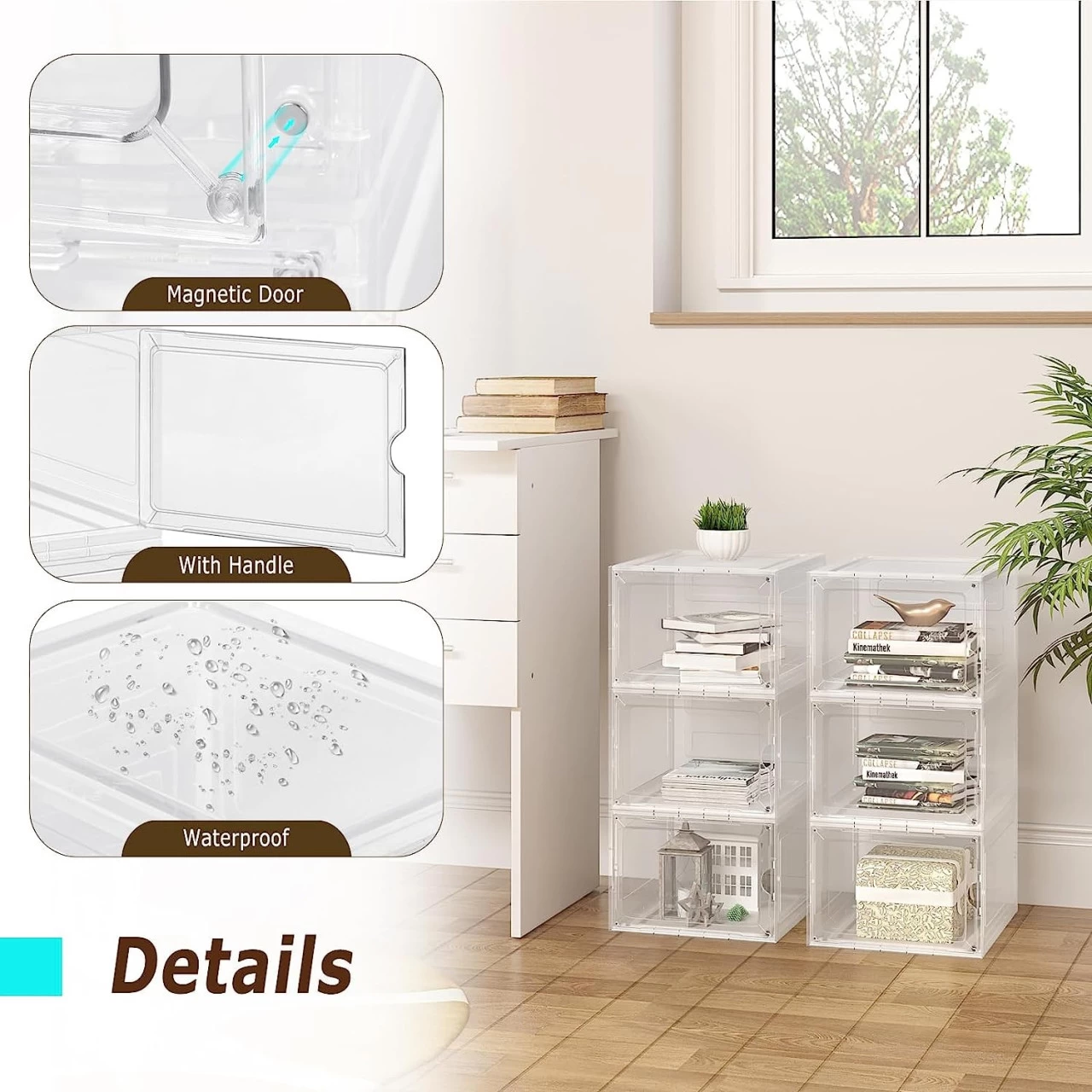 Schuhboxen Stapelbar 3er Set, Mit Magnetischer Tür, Transparent Aus Kunststoff 7 Schuhboxen Stapelbar 3er Set, Mit Magnetischer Tür, Transparent Aus Kunststoff – Bild 7