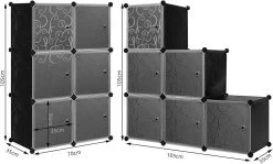 Schuhboxen Stapelbar, DIY Steckregal Mit Tür, Mit 6 Aufbewahrungsbox -Möbel Store Schuhboxen stapelbar DIY Steckregal mit T r mit 6 Aufbewahrungsbox W0ITT0074 schwarz3 1280x1280