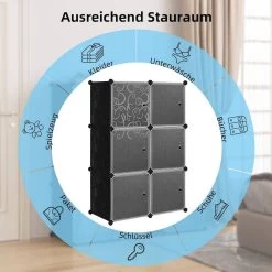 Schuhboxen Stapelbar, DIY Steckregal Mit Tür, Mit 6 Aufbewahrungsbox -Möbel Store Schuhboxen stapelbar DIY Steckregal mit T r mit 6 Aufbewahrungsbox W0ITT0074 schwarz5 1280x1280