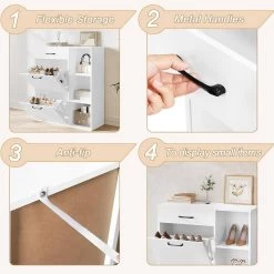 WOLTU Schuhkipper, Schuhschrank Mit 2 Klappfächern, Platzsparend, Aus Holzwerkstoff, Weiß 14 WOLTU Schuhkipper, Schuhschrank Mit 2 Klappfächern, Platzsparend, Aus Holzwerkstoff, Weiß -Möbel Store Schuhkipper Schuhschrank 2 Klappfaechern platzsparend Holzwerkstoff W0ITT2072 Weiss7 1280x1280