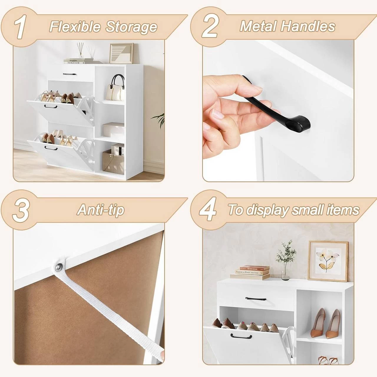 WOLTU Schuhkipper, Schuhschrank Mit 2 Klappfächern, Platzsparend, Aus Holzwerkstoff, Weiß 7 WOLTU Schuhkipper, Schuhschrank Mit 2 Klappfächern, Platzsparend, Aus Holzwerkstoff, Weiß – Bild 7