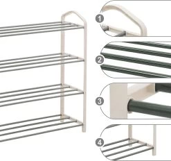 Schuhregal Schuhablage,Ständer Regale 4 Schicht Für 16 Paare Schuhe,79x19,5x62cm -Möbel Store Schuhregal Schuhablage St nder Regale 4 Schicht f r 16 Paare Schuhe 79x19 5x62cm SR0024cm4 creme3 1280x1280