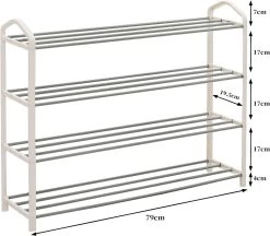 Schuhregal Schuhablage,Ständer Regale 4 Schicht Für 16 Paare Schuhe,79x19,5x62cm -Möbel Store Schuhregal Schuhablage St nder Regale 4 Schicht f r 16 Paare Schuhe 79x19 5x62cm SR0024cm4 creme5 1280x1280