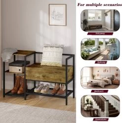 WOLTU Schuhregal Mit Sitzfläche, Schuhschrank Aus Metall MDF, Schwarz Vintagebraun 15 WOLTU Schuhregal Mit Sitzfläche, Schuhschrank Aus Metall MDF, Schwarz Vintagebraun -Möbel Store Schuhregal Schuhschrank aus Metall MDF W0ITT2063 Schwarz Vintagebraun7 1280x1280