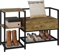 WOLTU Schuhregal Mit Sitzfläche, Schuhschrank Aus Metall MDF, Schwarz Vintagebraun 17 WOLTU Schuhregal Mit Sitzfläche, Schuhschrank Aus Metall MDF, Schwarz Vintagebraun -Möbel Store Schuhregal Schuhschrank aus Metall MDF W0ITT2063 Schwarz Vintagebraun9 1280x1280