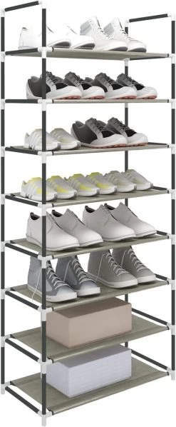 Schuhregal Schuhständer Steckregal, XXL 8 Schichte Für 24 Paar Schuhe, Grau