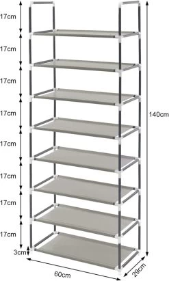 Schuhregal Schuhständer Steckregal, XXL 8 Schichte Für 24 Paar Schuhe, Grau -Möbel Store Schuhregal Schuhst nder Steckregal XXL 8 Schichte f r 24 Paar Schuhe SR0009 Grau3 1280x1280