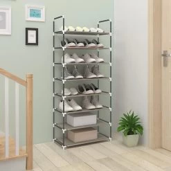 Schuhregal Schuhständer Steckregal, XXL 8 Schichte Für 24 Paar Schuhe, Grau -Möbel Store Schuhregal Schuhst nder Steckregal XXL 8 Schichte f r 24 Paar Schuhe SR0009 Grau4 1280x1280
