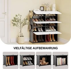 Schuhregal Mit 6 Fächern, Schuhaufbewahrung Für 24 Paar Schuhe, Weiß Schwarz -Möbel Store Schuhregal mit 6 F chern Schuhaufbewahrung f r 24 Paar Schuhe W0ITT2006 Weiss Schwarz5 1280x1280