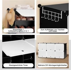 Schuhregal Mit 6 Fächern, Schuhaufbewahrung Für 24 Paar Schuhe, Weiß Schwarz -Möbel Store Schuhregal mit 6 F chern Schuhaufbewahrung f r 24 Paar Schuhe W0ITT2006 Weiss Schwarz7 1280x1280