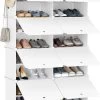 Schuhregal Mit 8 Fächern, Schuhaufbewahrung Für 32 Paar Schuhe, Weiß