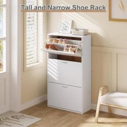 Schuhschrank Schmal Hoch, Schuhkommode Mit 3 Klappen, Aus MDF, Weiß 12 Schuhschrank Schmal Hoch, Schuhkommode Mit 3 Klappen, Aus MDF, Weiß -Möbel Store Schuhschrank schmal hoch Schuhkommode mit 3 Klappen aus MDF W0ITT2051 weiss4 1280x1280