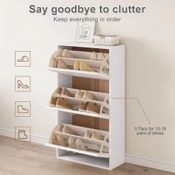 Schuhschrank Schmal Hoch, Schuhkommode Mit 3 Klappen, Aus MDF, Weiß 14 Schuhschrank Schmal Hoch, Schuhkommode Mit 3 Klappen, Aus MDF, Weiß -Möbel Store Schuhschrank schmal hoch Schuhkommode mit 3 Klappen aus MDF W0ITT2051 weiss6 1280x1280