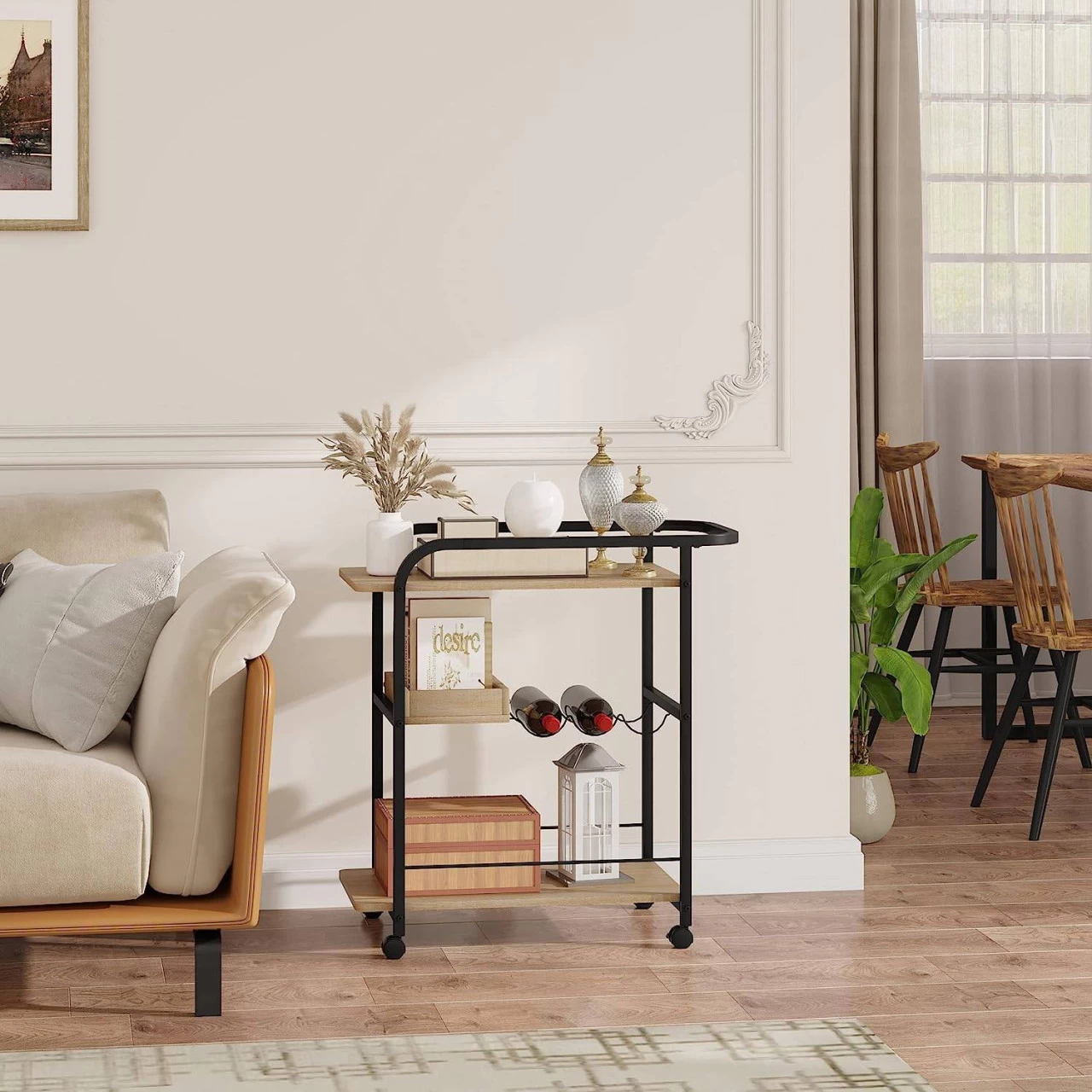 Servierwagen, Küchenwagen Auf Rollen, Mit 3 Ablagen 2 Bremsen 2 Servierwagen, Küchenwagen Auf Rollen, Mit 3 Ablagen 2 Bremsen – Bild 2