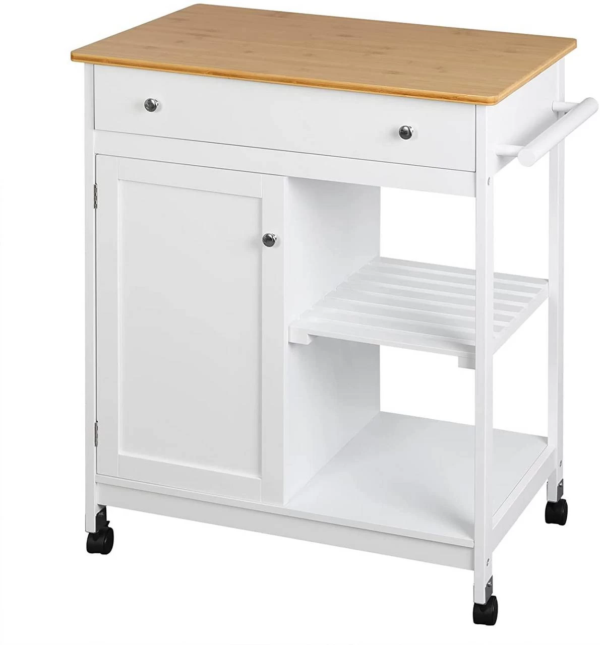 Servierwagen Küchenwagen Küchentrolley Aus Bambus Weiß 75x89x44 Cm 1 Servierwagen Küchenwagen Küchentrolley Aus Bambus Weiß 75x89x44 Cm