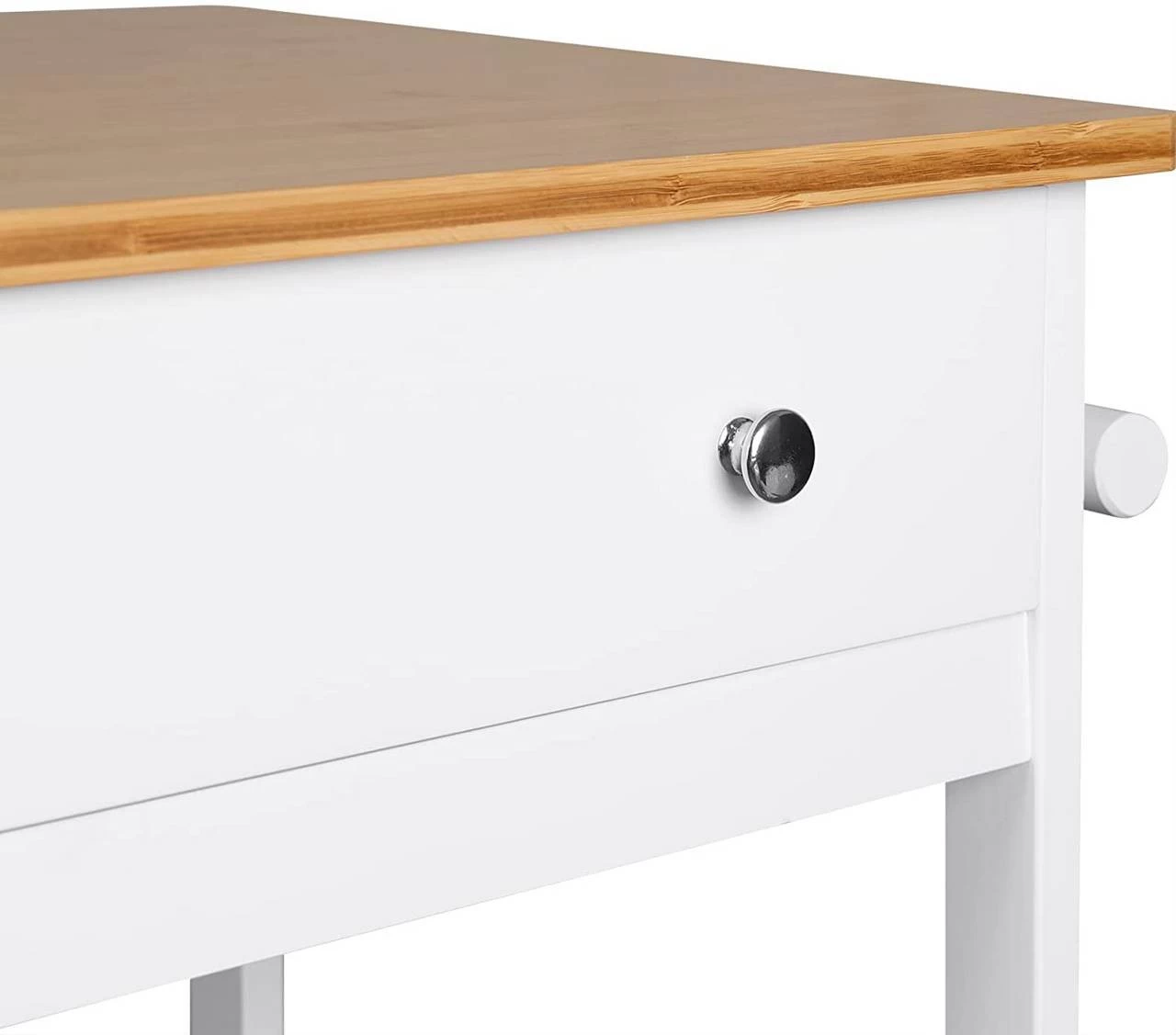 Servierwagen Küchenwagen Küchentrolley Aus Bambus Weiß 75x89x44 Cm 8 Servierwagen Küchenwagen Küchentrolley Aus Bambus Weiß 75x89x44 Cm – Bild 8