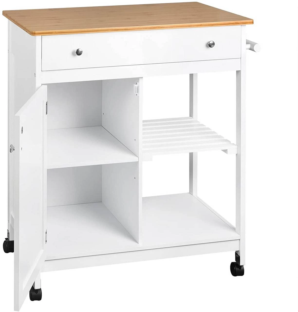 Servierwagen Küchenwagen Küchentrolley Aus Bambus Weiß 75x89x44 Cm 9 Servierwagen Küchenwagen Küchentrolley Aus Bambus Weiß 75x89x44 Cm – Bild 9