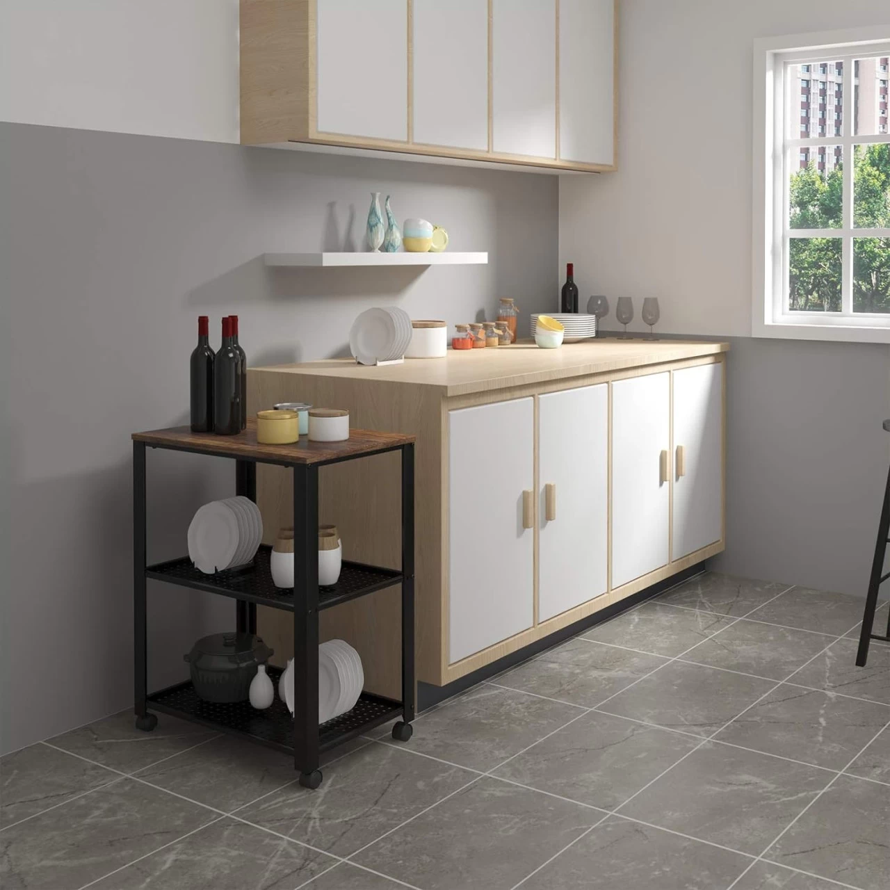 Servierwagen Aus Metall Retro 60x40x76cm 2 Servierwagen Aus Metall Retro 60x40x76cm – Bild 2