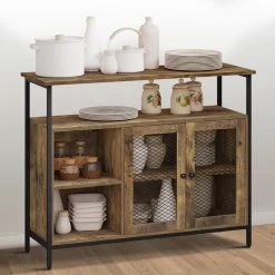 Sideboard Mit Arbeitsplatte, Mit 2 Türen 2 Offenen Fächern, Verstellbare Ablage -Möbel Store Sideboard mit Arbeitsplatte mit 2 T ren 2 offenen F chern verstellbare Ablage SSK001hov Vintage2 1280x1280