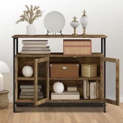 Sideboard Mit Arbeitsplatte, Mit 2 Türen 2 Offenen Fächern, Verstellbare Ablage -Möbel Store Sideboard mit Arbeitsplatte mit 2 T ren 2 offenen F chern verstellbare Ablage SSK001hov Vintage4 1280x1280