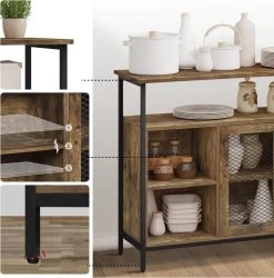 Sideboard Mit Arbeitsplatte, Mit 2 Türen 2 Offenen Fächern, Verstellbare Ablage -Möbel Store Sideboard mit Arbeitsplatte mit 2 T ren 2 offenen F chern verstellbare Ablage SSK001hov Vintage5 1280x1280