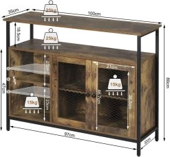 Sideboard Mit Arbeitsplatte, Mit 2 Türen 2 Offenen Fächern, Verstellbare Ablage -Möbel Store Sideboard mit Arbeitsplatte mit 2 T ren 2 offenen F chern verstellbare Ablage SSK001hov Vintage7 1280x1280