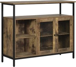 Sideboard Mit Arbeitsplatte, Mit 2 Türen 2 Offenen Fächern, Verstellbare Ablage