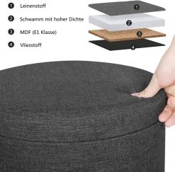 Sitzhocker Mit Stauraum Fußhocker, Deckel Abnehmbar, Aus Leinen, Massivholz -Möbel Store Sitzhocker Fusshocker mit Stauraum SH08dgr 1 dunkelgrau6 1280x1280