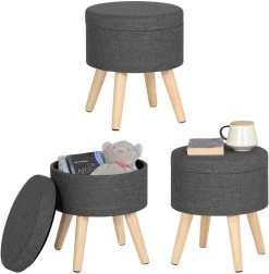 Sitzhocker Mit Stauraum Fußhocker, Deckel Abnehmbar, Aus Leinen, Massivholz -Möbel Store Sitzhocker Fusshocker mit Stauraum SH08dgr 1 dunkelgrau9 1280x1280