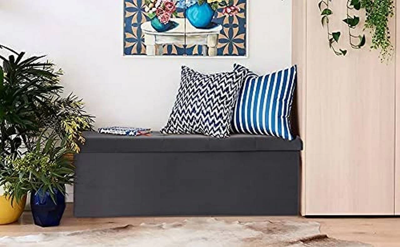 WOLTU Sitzhocker Sitzbank Mit Stauraum, Faltbar Deckel Abnehmbar, Aus Samt 2 WOLTU Sitzhocker Sitzbank Mit Stauraum, Faltbar Deckel Abnehmbar, Aus Samt – Bild 2