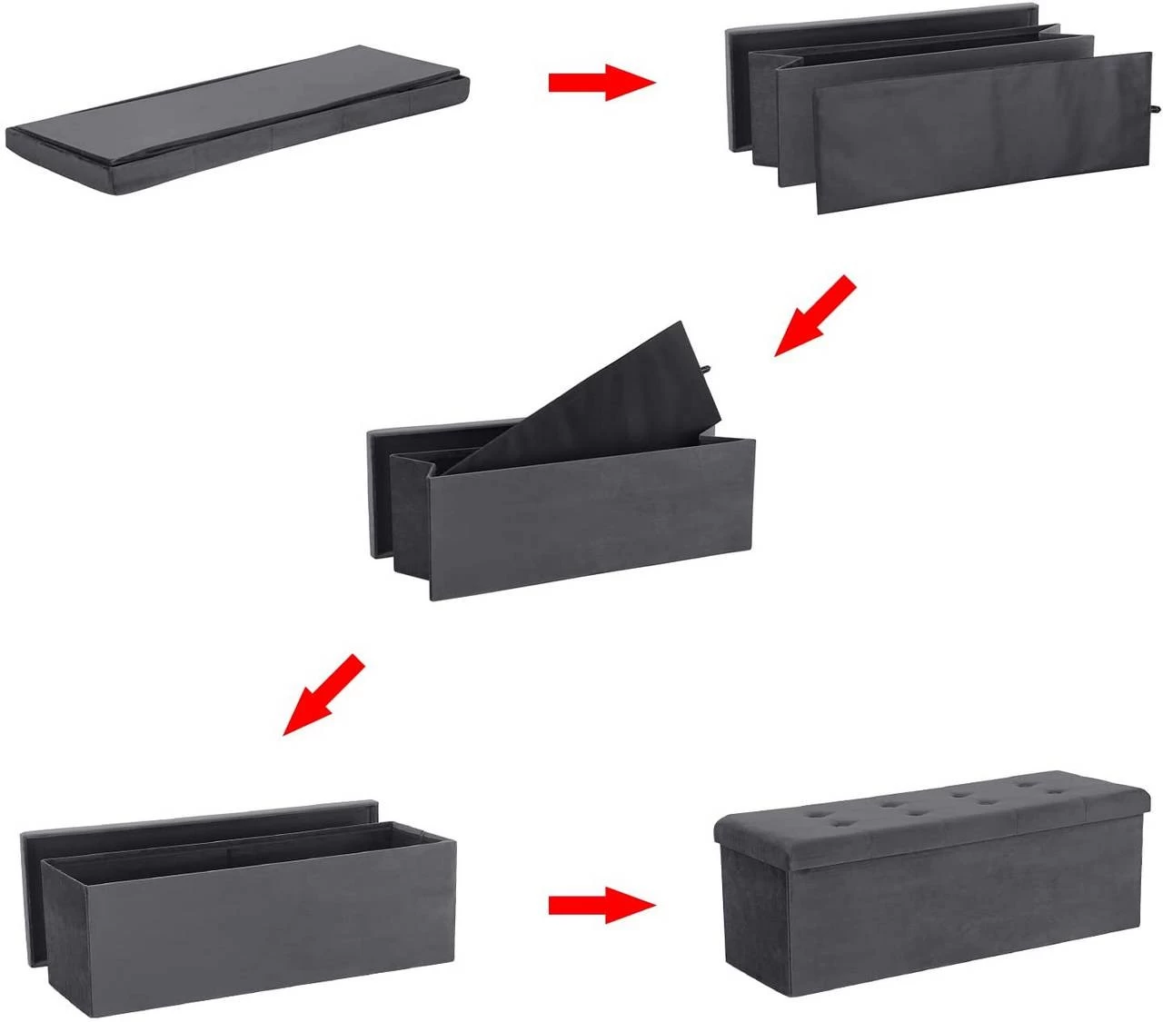 WOLTU Sitzhocker Sitzbank Mit Stauraum, Faltbar Deckel Abnehmbar, Aus Samt 7 WOLTU Sitzhocker Sitzbank Mit Stauraum, Faltbar Deckel Abnehmbar, Aus Samt – Bild 7