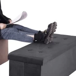 WOLTU Sitzhocker Sitzbank Mit Stauraum, Faltbar Deckel Abnehmbar, Aus Samt 17 WOLTU Sitzhocker Sitzbank Mit Stauraum, Faltbar Deckel Abnehmbar, Aus Samt -Möbel Store Sitzhocker Fusshocker mit Stauraum aus Samt SH73gr grau9 1280x1280