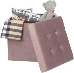 Sitzhocker SH69 Mit Stauraum Aus Samt, 37,5x37,5x38CM(LxBxH) -Möbel Store Sitzhocker Sitzwuerfel Aufbewahrungsbox Samt Martin rosa4 1280x1280