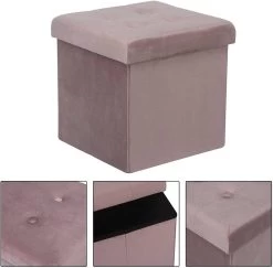 Sitzhocker SH69 Mit Stauraum Aus Samt, 37,5x37,5x38CM(LxBxH) -Möbel Store Sitzhocker Sitzwuerfel Aufbewahrungsbox Samt Martin rosa5 1280x1280