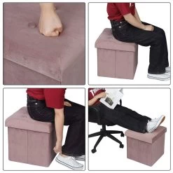 Sitzhocker SH69 Mit Stauraum Aus Samt, 37,5x37,5x38CM(LxBxH) -Möbel Store Sitzhocker Sitzwuerfel Aufbewahrungsbox Samt Martin rosa7 1280x1280