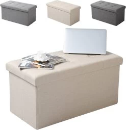 Sitzhocker Mit Stauraum Gepolsterte Sitzfläche Aus Leinen, 76x37,5x38 Cm -Möbel Store Sitzhocker mit Stauraum Gepolsterte Sitzfl che aus Leinen 76x37 5x38cm SH10cm 1 Creme5 1280x1280