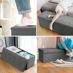 Sitzhocker Mit Stauraum Sitzbank Gepolstert Faltbar&abnehmbar, Aus Leinen -Möbel Store Sitzhocker mit Stauraum Sitzw rfel faltbar abnehmbar Gepolsterte aus Leinen SH11 bunt7NjOrvY41CiCRG 1280x1280