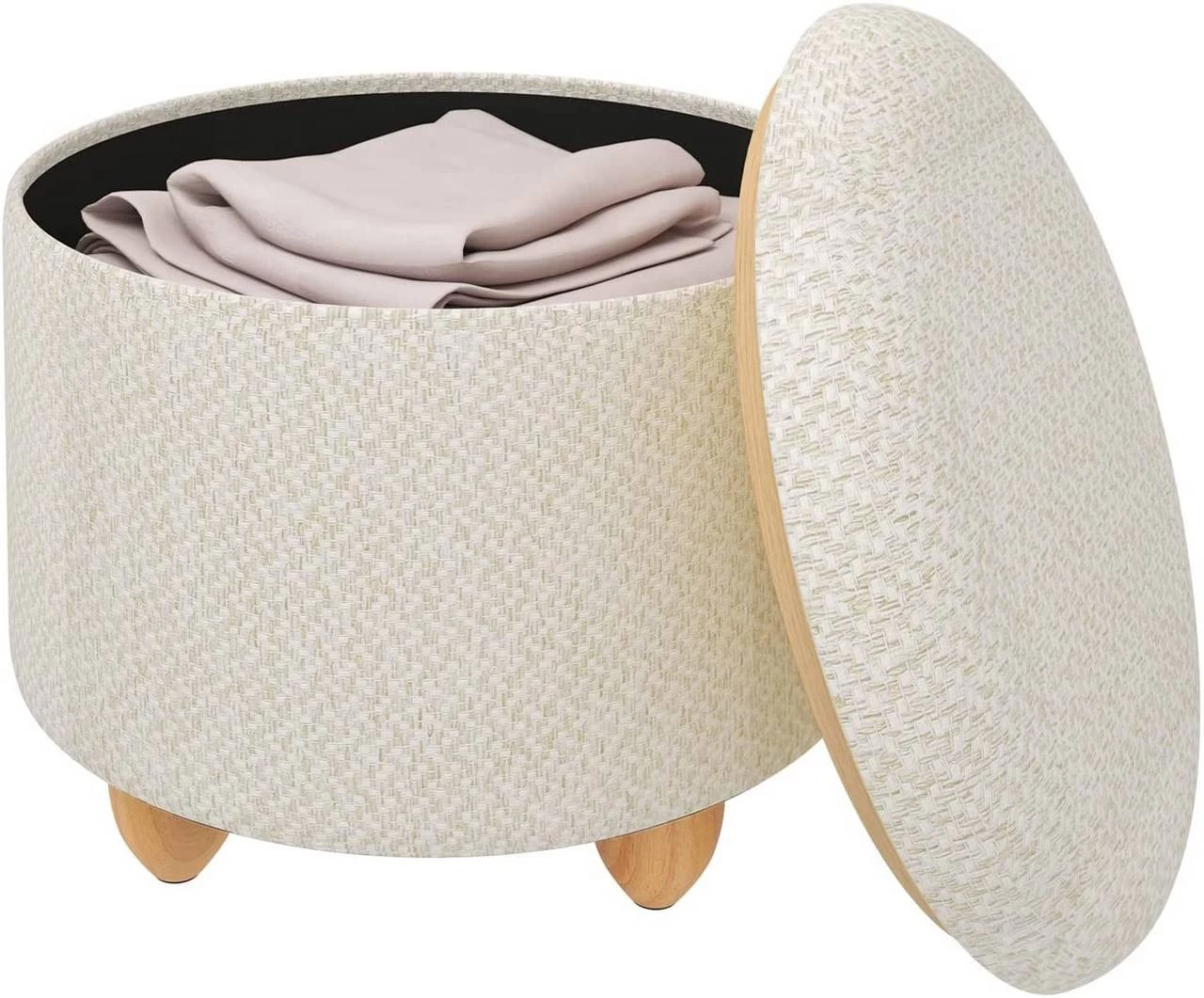 Sitzhocker Mit Stauraum Gepolsterter Fußhocker Mit Massivholzbeine Leinenbezug 9 Sitzhocker Mit Stauraum Gepolsterter Fußhocker Mit Massivholzbeine Leinenbezug – Bild 9