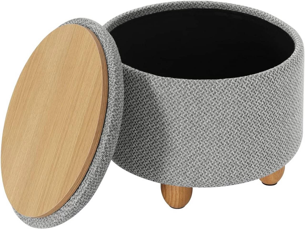 Sitzhocker Mit Stauraum Gepolsterter Fußhocker Mit Massivholzbeine Leinenbezug 1 Sitzhocker Mit Stauraum Gepolsterter Fußhocker Mit Massivholzbeine Leinenbezug