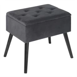 Sitzbank Samt Hocker Mit Stauraum, Fußbank Polsterbank Aus Samt Holzbeine