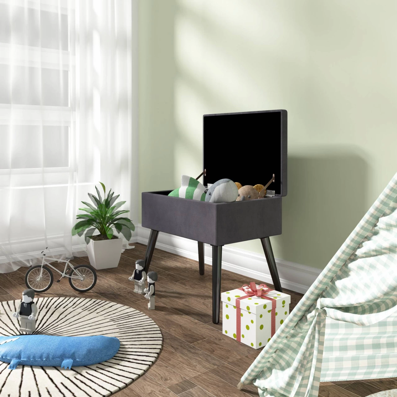 Sitzbank Samt Hocker Mit Stauraum, Fußbank Polsterbank Aus Samt Holzbeine 2 Sitzbank Samt Hocker Mit Stauraum, Fußbank Polsterbank Aus Samt Holzbeine – Bild 2