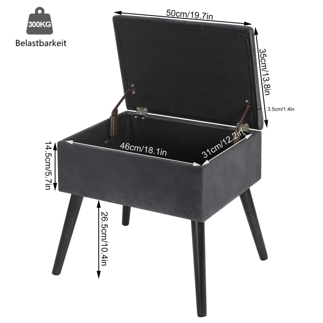 Sitzbank Samt Hocker Mit Stauraum, Fußbank Polsterbank Aus Samt Holzbeine 4 Sitzbank Samt Hocker Mit Stauraum, Fußbank Polsterbank Aus Samt Holzbeine – Bild 4