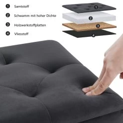 Sitzbank Samt Hocker Mit Stauraum, Fußbank Polsterbank Aus Samt Holzbeine 15 Sitzbank Samt Hocker Mit Stauraum, Fußbank Polsterbank Aus Samt Holzbeine -Möbel Store Sitztruhe aus Samt mit Stauraum SH52dgr dunkelgrau6 1280x1280