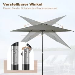 WOLTU Sonnenschirm, Strandschirm UV-beständig, 45° Knickbar, Handkurbel, Sechseckig -Möbel Store Sonnenschirm Strandschirm UV bestaendig 45 knickbar Handkurbel sechseckig W0UETT0231 Dunkelgrau6 1280x1280