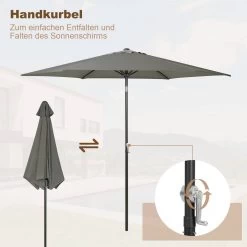 WOLTU Sonnenschirm, Strandschirm UV-beständig, 45° Knickbar, Handkurbel, Sechseckig -Möbel Store Sonnenschirm Strandschirm UV bestaendig 45 knickbar Handkurbel sechseckig W0UETT0231 Dunkelgrau7 1280x1280