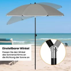 WOLTU Sonnenschirm Strandschirm UV-beständig, Höhenverstellbar, 45° Knickbar, Rund -Möbel Store Sonnenschirm Strandschirm UV bestaendig hoehenverstellbar 45 knickbar rund W0UETT0239 Dunkelgrau7 1280x1280