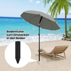 WOLTU Sonnenschirm Strandschirm UV-beständig, Höhenverstellbar, 45° Knickbar, Rund -Möbel Store Sonnenschirm Strandschirm UV bestaendig hoehenverstellbar 45 knickbar rund W0UETT0239 Dunkelgrau9 1280x1280